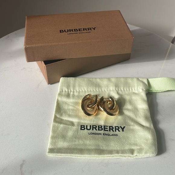 NWT BURBERRY Gold-plated cut-out earrings - Picture 6 of 8